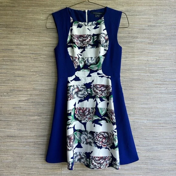 french connection blue and white dress French Connection Blue/White London Knit Midi Dress main image 1
